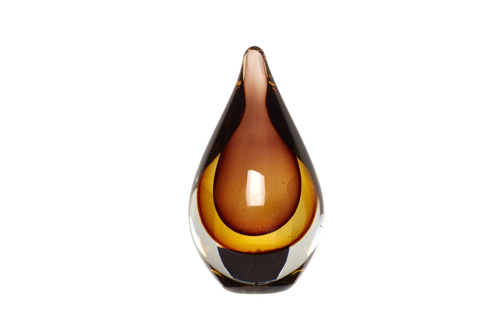 Presse-papier, glas, amber / rood