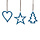 Hart / ster / kerstboom, blauw, keramiek, set van 3