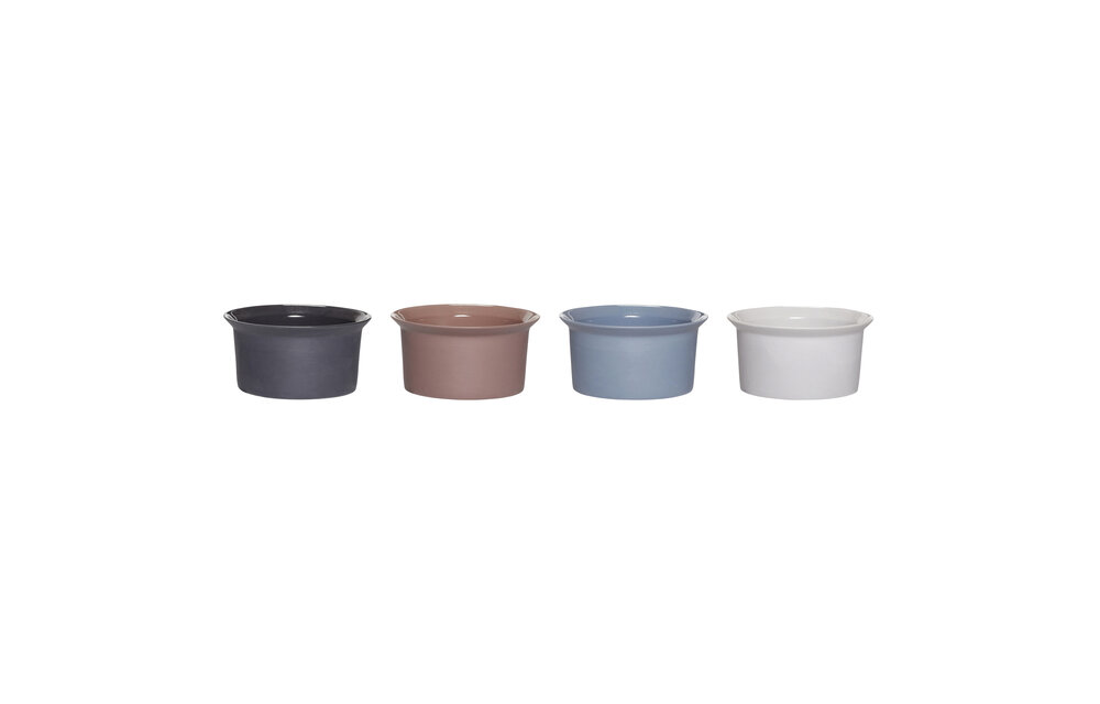 Kom, porselein, 4 kleuren, set van 4