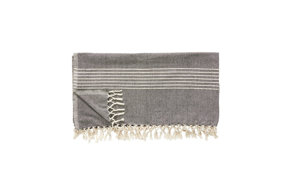 Plaid met strepen, katoen, donkergrijset van offwhite