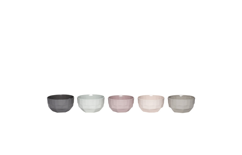 Kom, porselein, 5 kleuren, set van 5