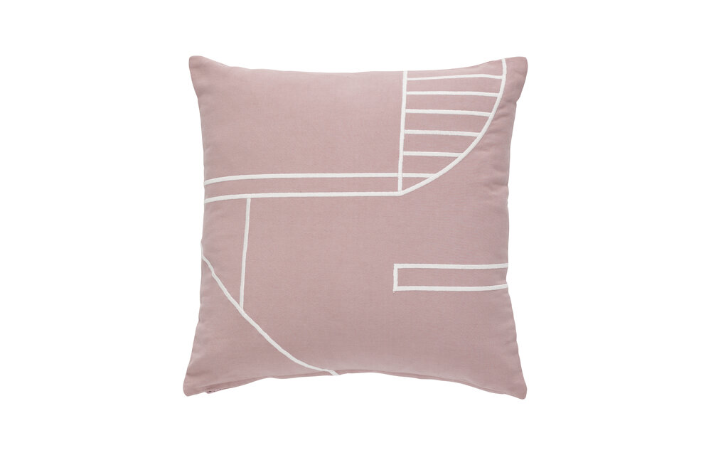 Kussen met vuller, katoen, roze / wit