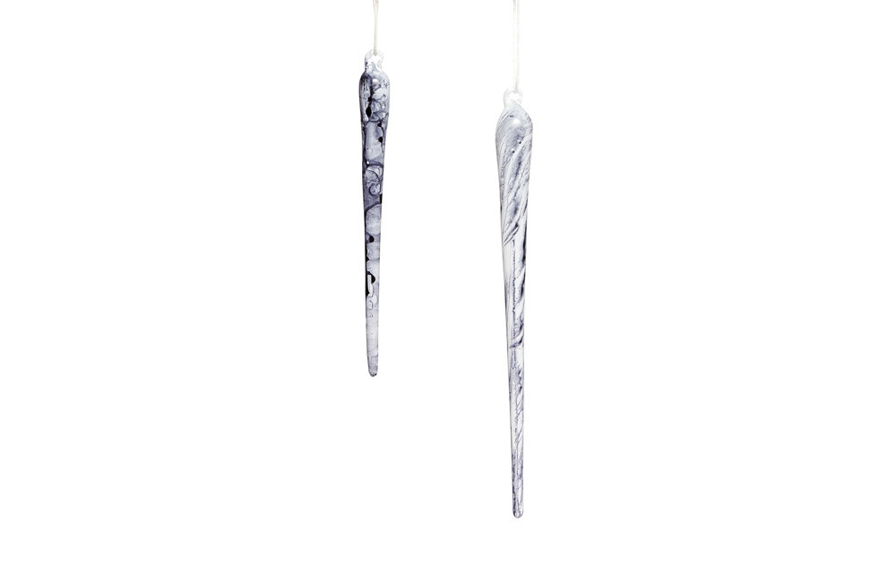 IJspegel, glas, zwart / wit, set van 2