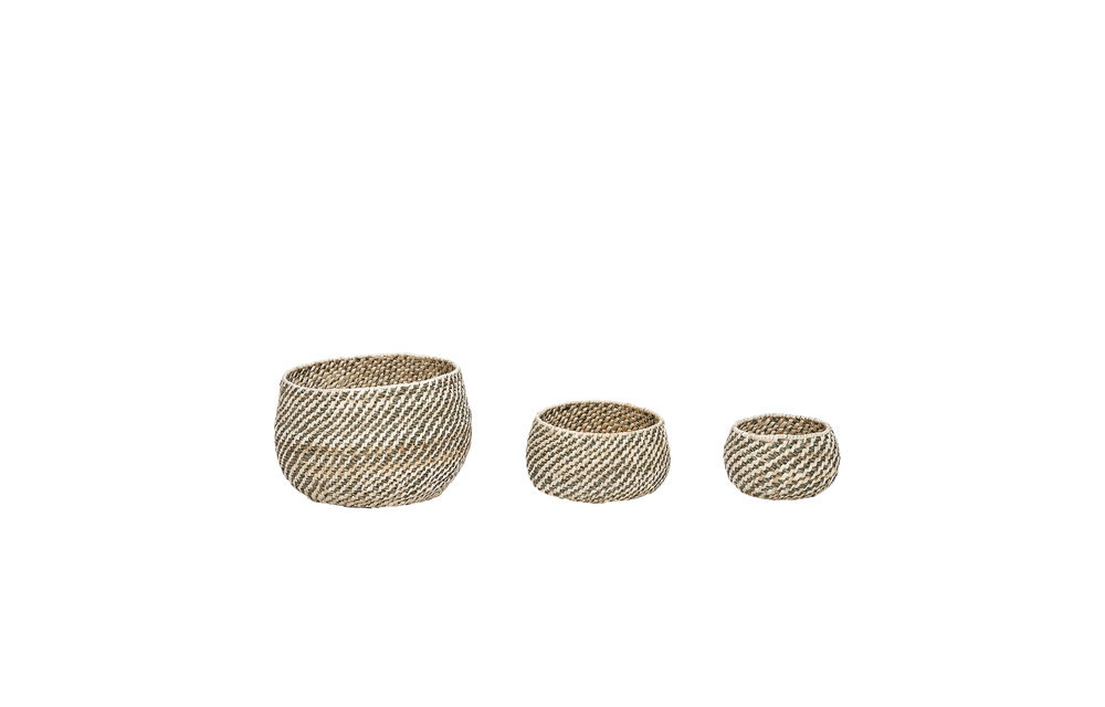 Mand, rond, grijset van natuur, set van 3
