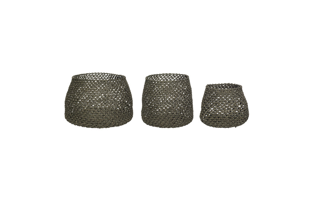 Mand, rond, zwart, set van 3