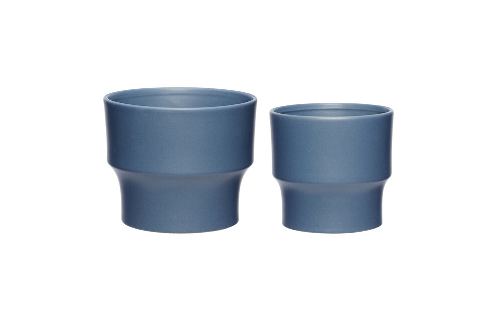 Pot, romig, blauw, set van 2