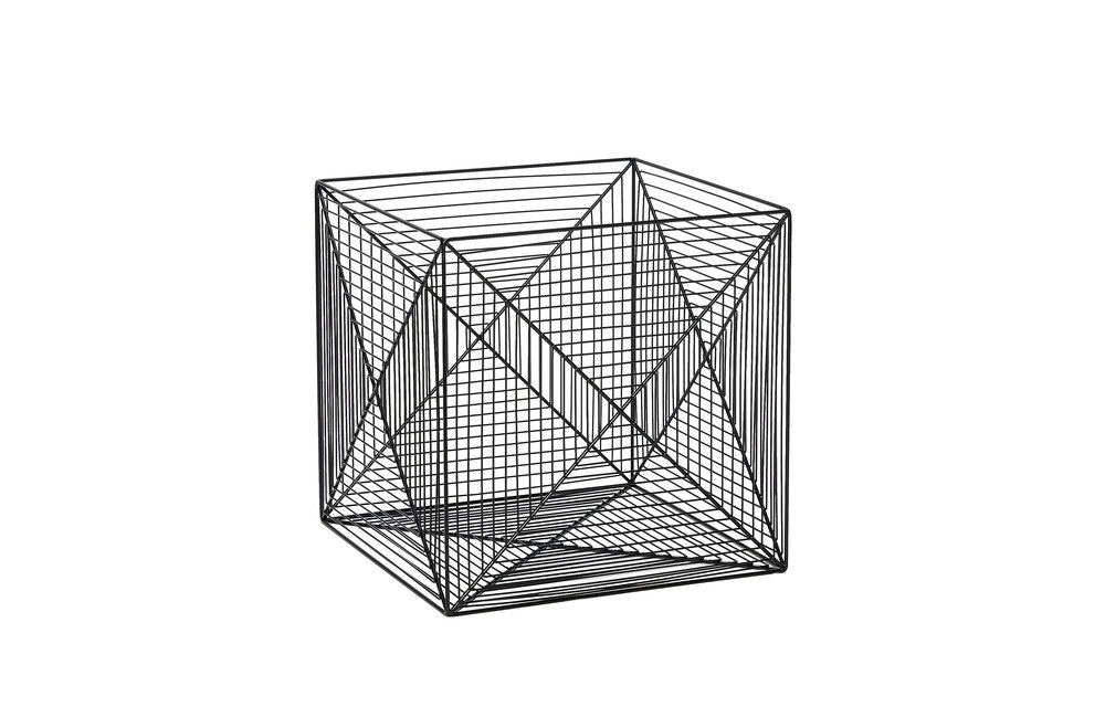 Mand, vierkant fil-de-fer, metaal, zwart, set van 2