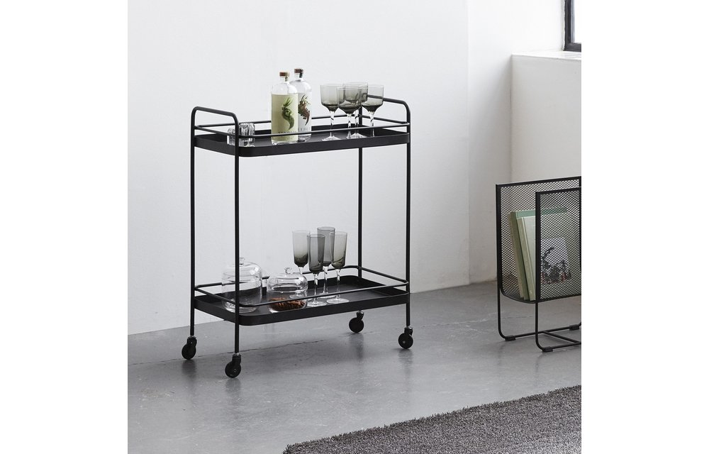 Trolley zwart metaal - 020705 - 62 x 34 x h79 cm