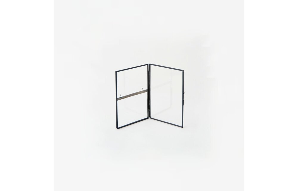 fotolijst met voet - metaal & glas - zwart - set van 3