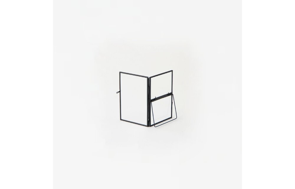 fotolijst met voet - metaal & glas - zwart - set van 3