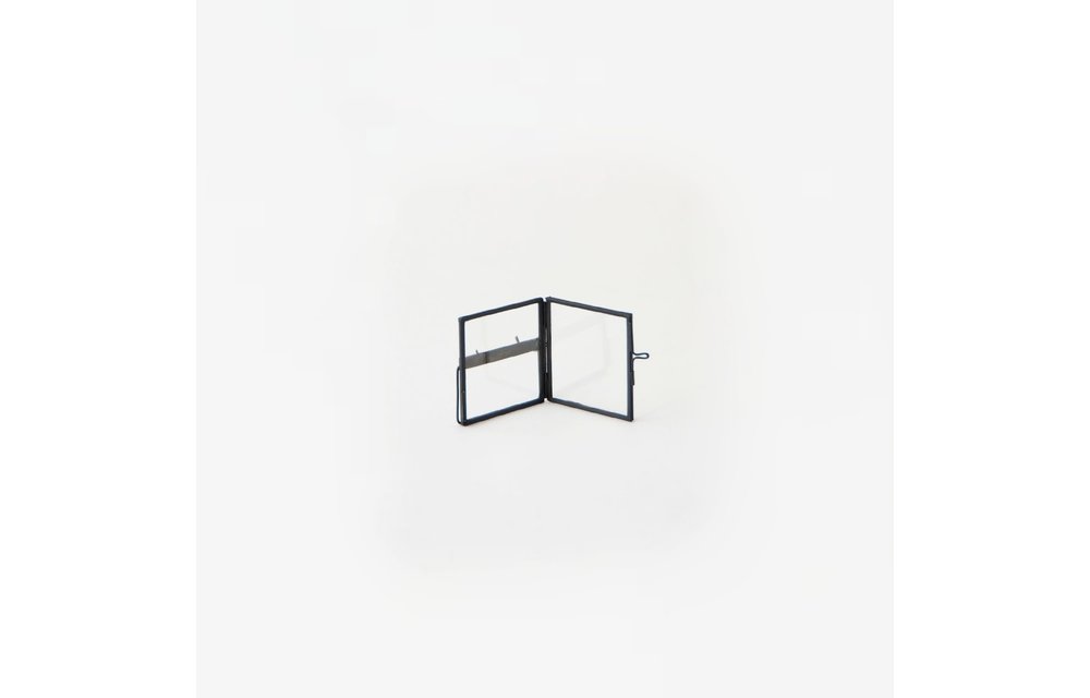 fotolijst met voet - metaal & glas - zwart - set van 3