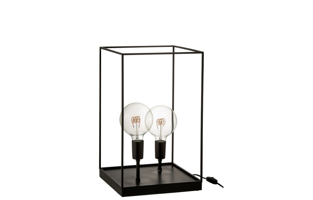 Lamp 2 Lampen Rechthoekig Frame Metaal Zwart Large