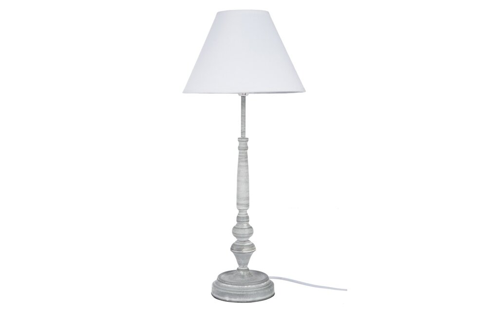 Lampvoet+Kap Klassiek Smeedwerk Grijs/Wit 25X25X57Cm
