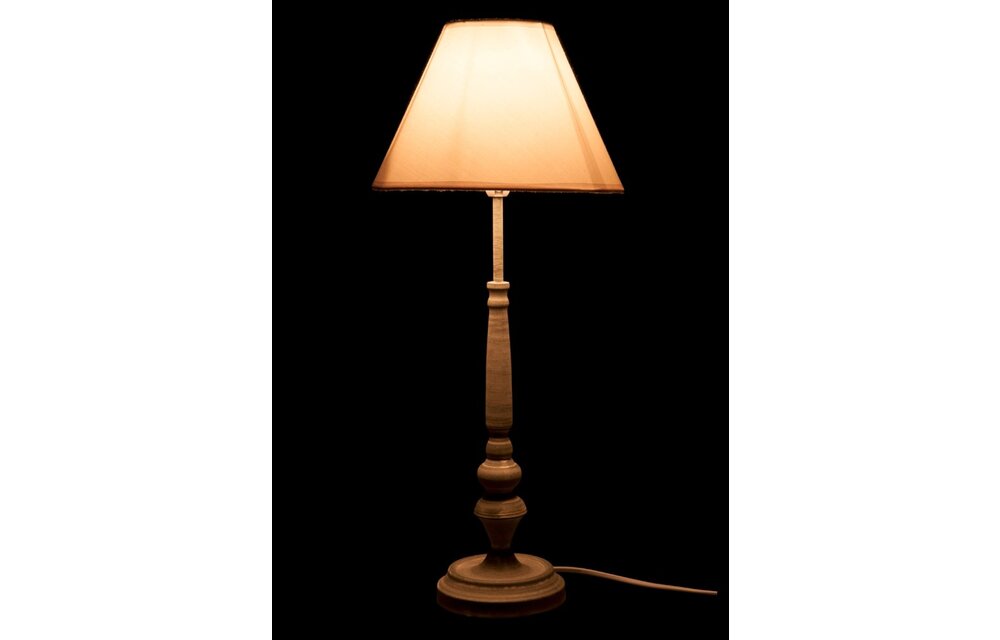 Lampvoet+Kap Klassiek Smeedwerk Grijs/Wit 25X25X57Cm