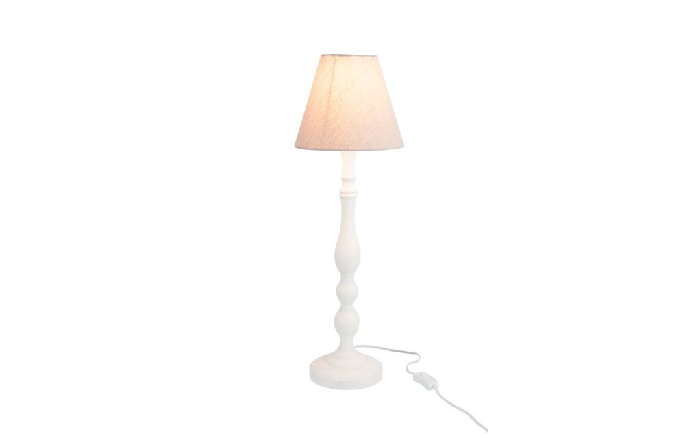 Lampvoet+Kap Rond Bol E14 Hout Naturel 15X15X64Cm