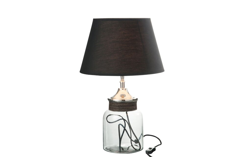 Lampvoet+Kap Pot+Snoer Glas/Aluminium Transparant 73X26X26Cm