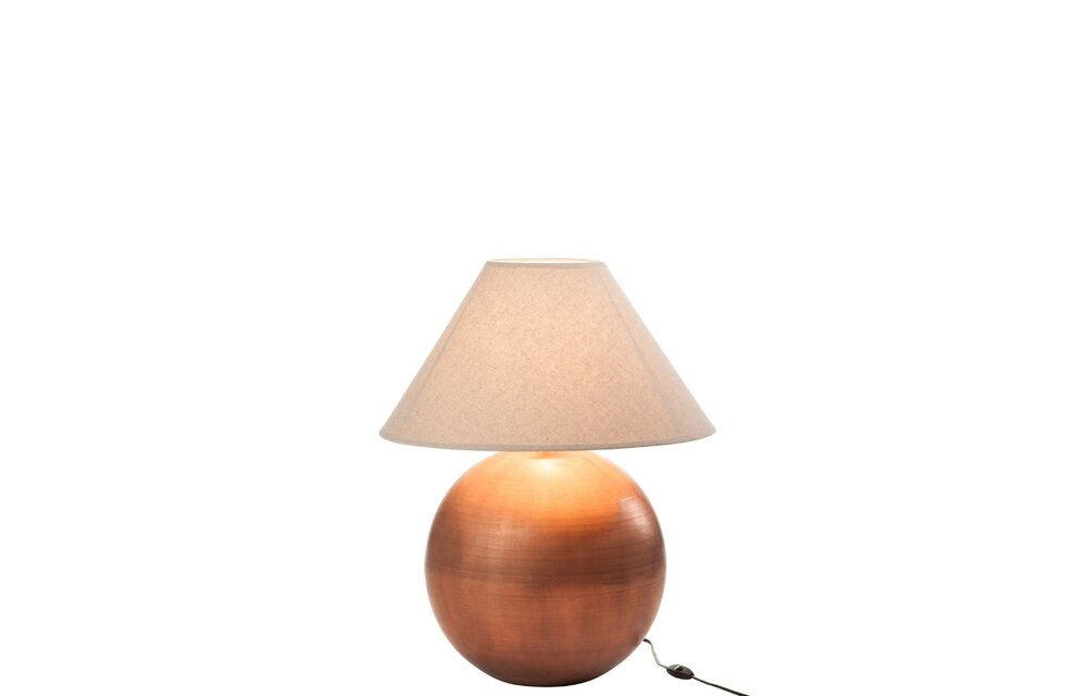Lampvoet+Kap Bol Metaal Koper/Jute