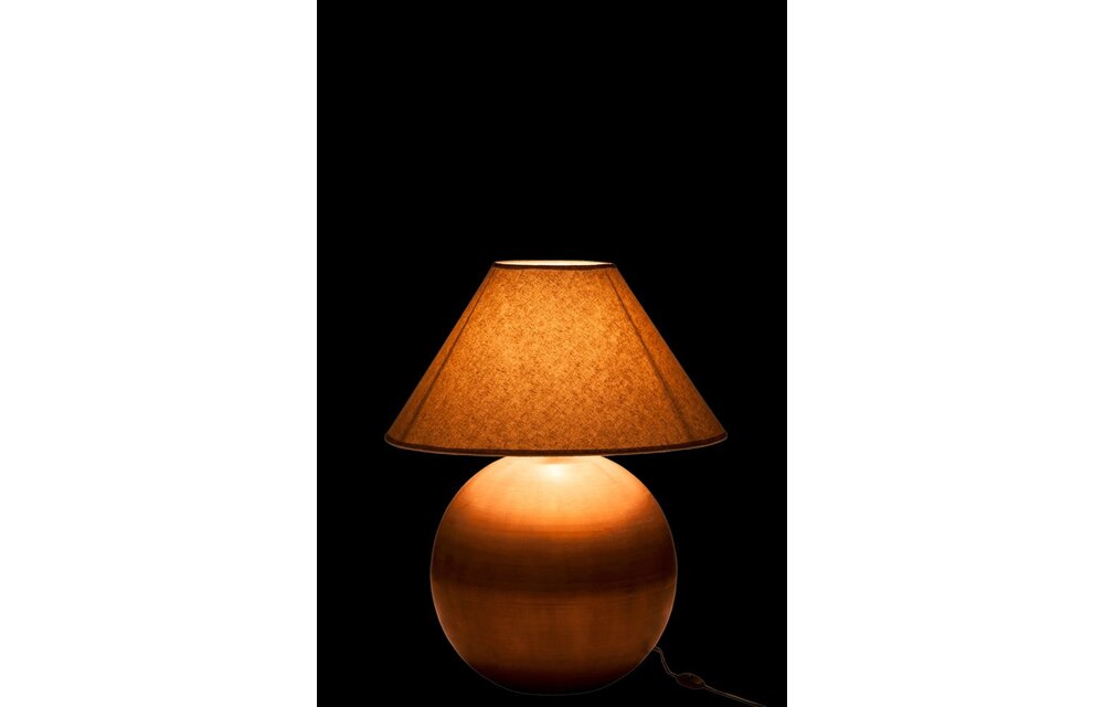 Lampvoet+Kap Bol Metaal Koper/Jute