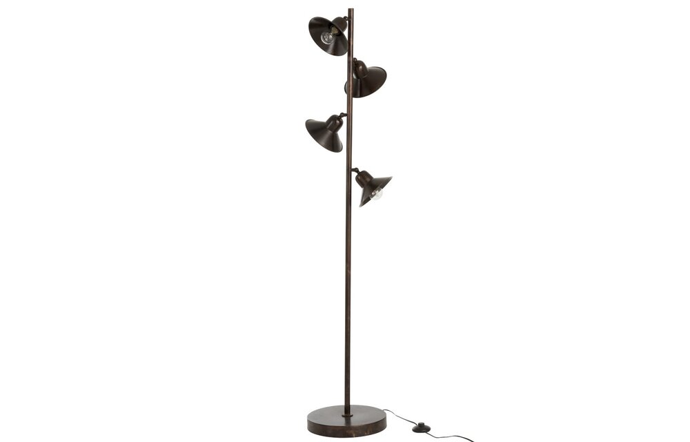 Lamp Staand 4Lampen IJzer Donker Bruin