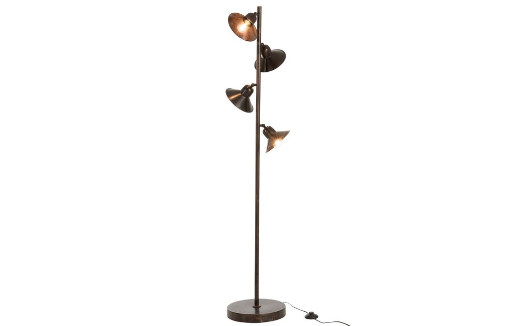 Lamp Staand 4Lampen IJzer Donker Bruin