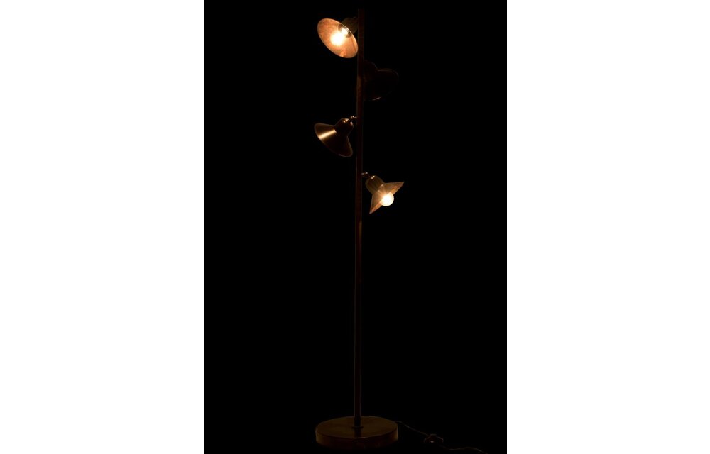 Lamp Staand 4Lampen IJzer Donker Bruin