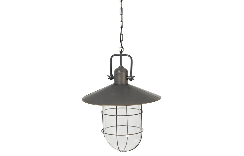 Hanglamp Met Kap Metal/Glas Grijs
