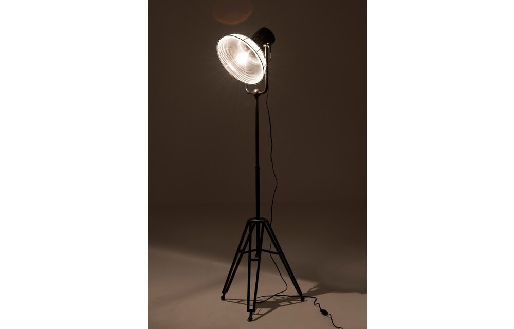 Staanlamp Rond Metal/Glas Zwart