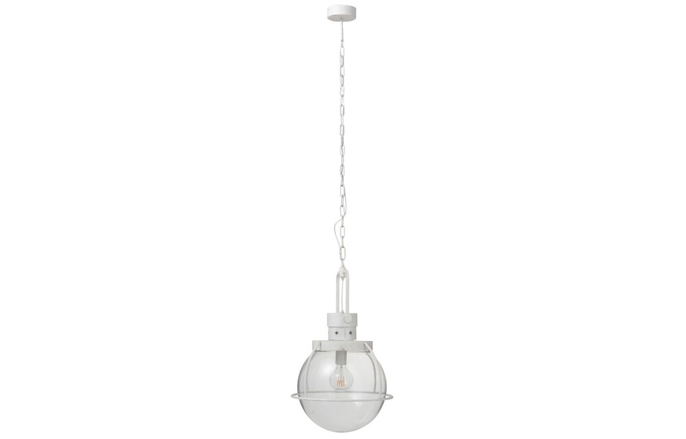 Hanglamp Bol Glas/Metal Wit