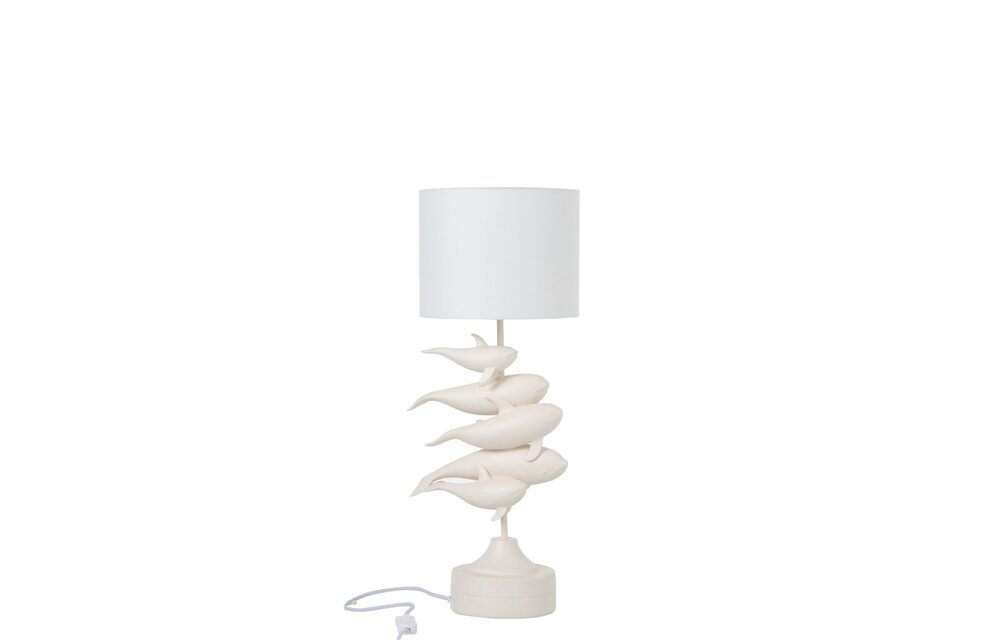 Lamp 4 Dolfijnen Polyresin Wit
