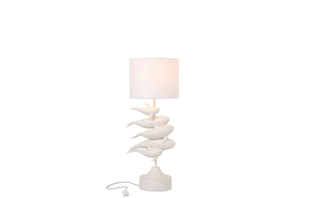 Lamp 4 Dolfijnen Polyresin Wit