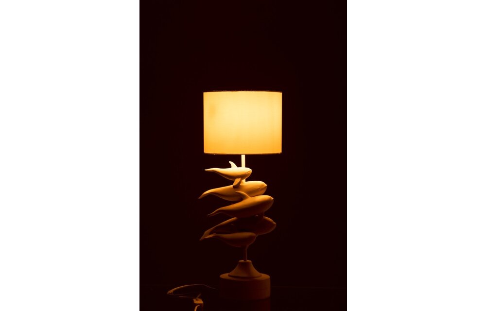 Lamp 4 Dolfijnen Polyresin Wit