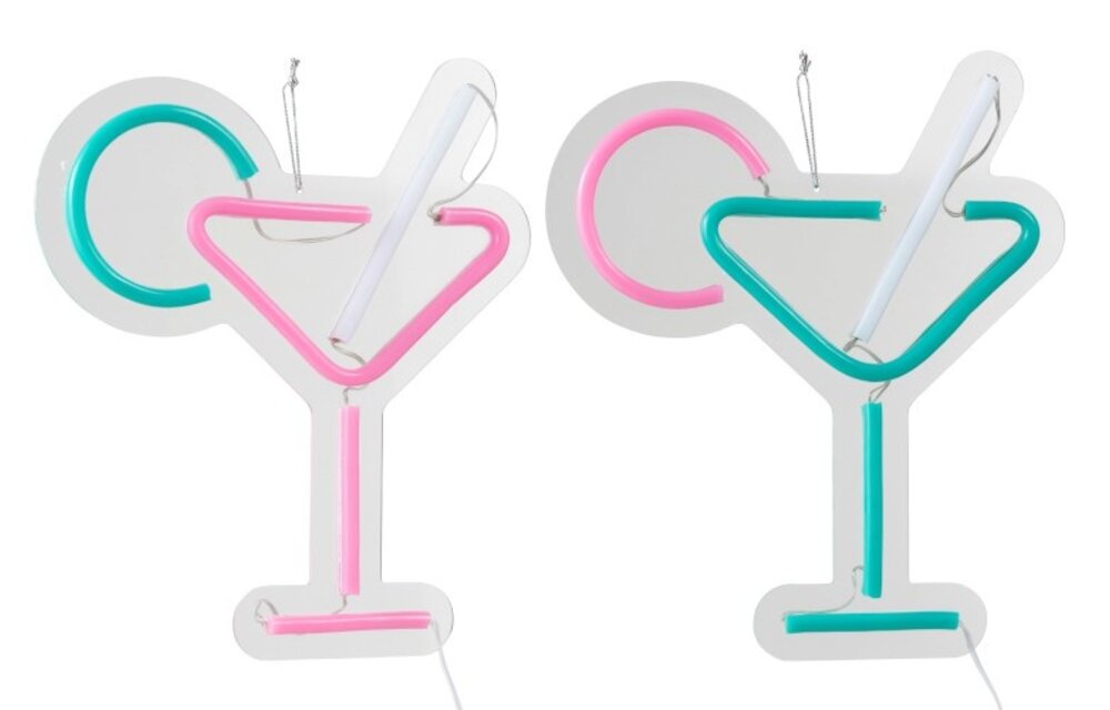Neonled Lamp Cocktail Plastiek Wit/Roze/Groen Assortiment Van 2