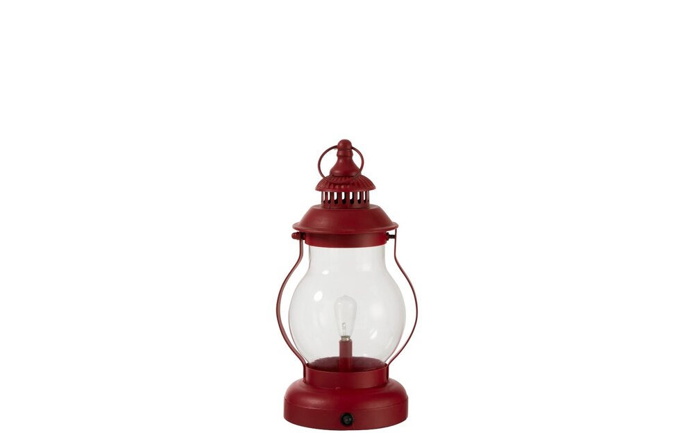 Lamp Led Lantaarn Metaal/Glas Rood