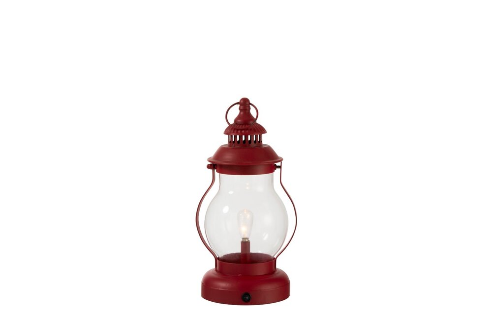 Lamp Led Lantaarn Metaal/Glas Rood