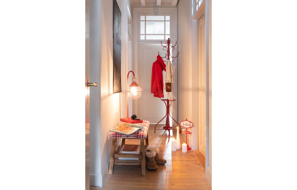 Lamp Bol Hang Metaal/Glas Rood