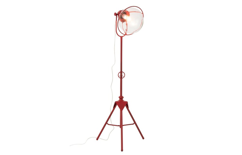 Lamp Driepoot Metaal/Glas Rood