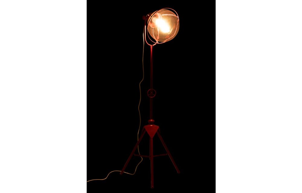 Lamp Driepoot Metaal/Glas Rood