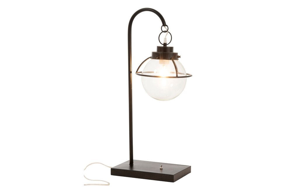 Lamp Bol Hang Metaal/Glas Zwart