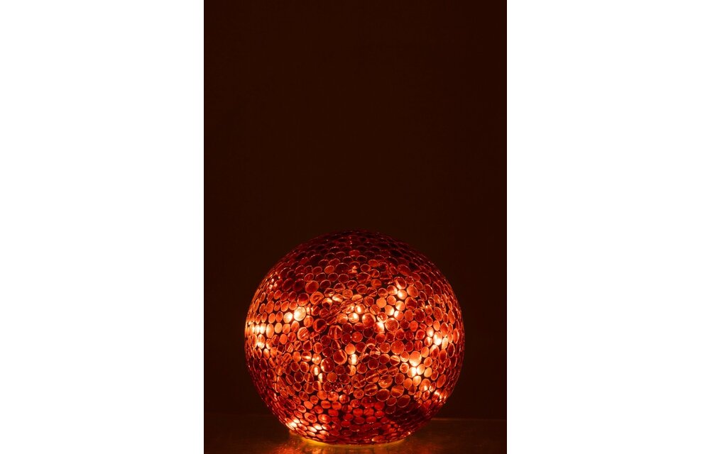 Bal Led Mozaiek Glas Rood/Wit Large