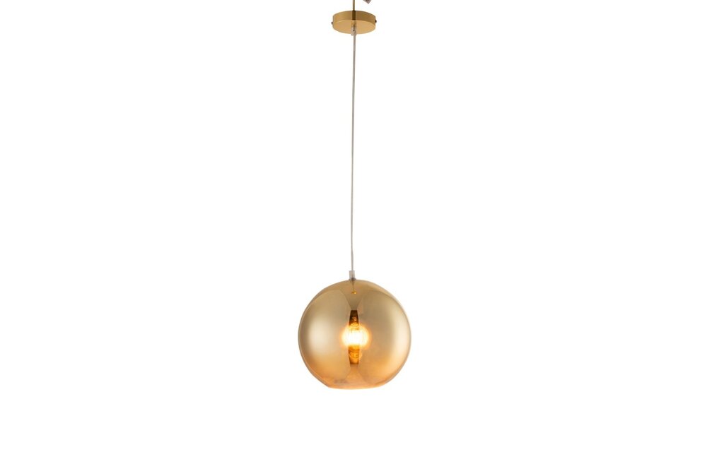 Lamp Bol Hangend Glas Goud Medium