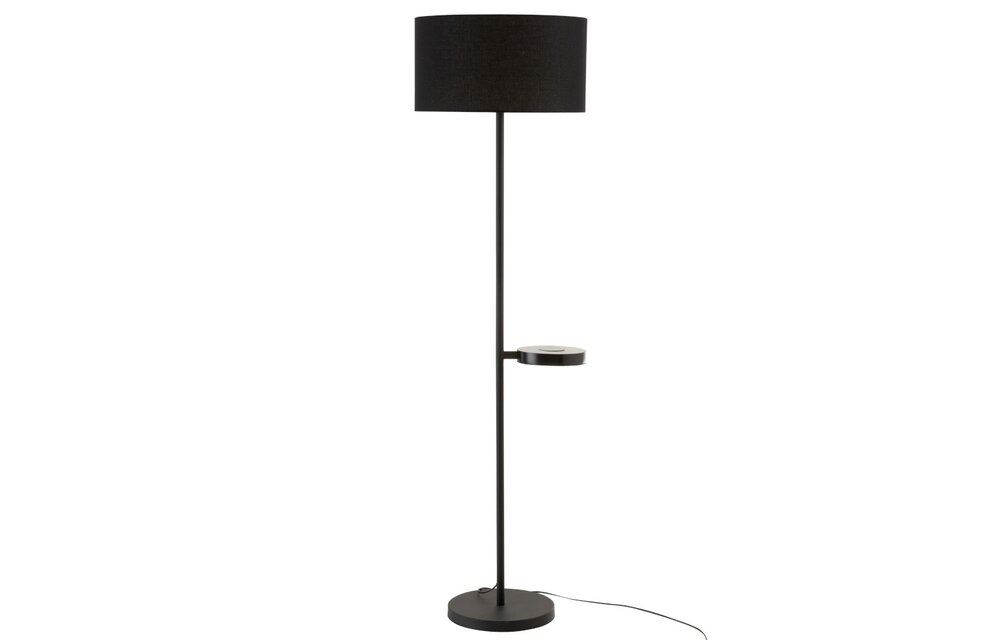 Staanlamp Met Gsm Lader Metaal Zwart