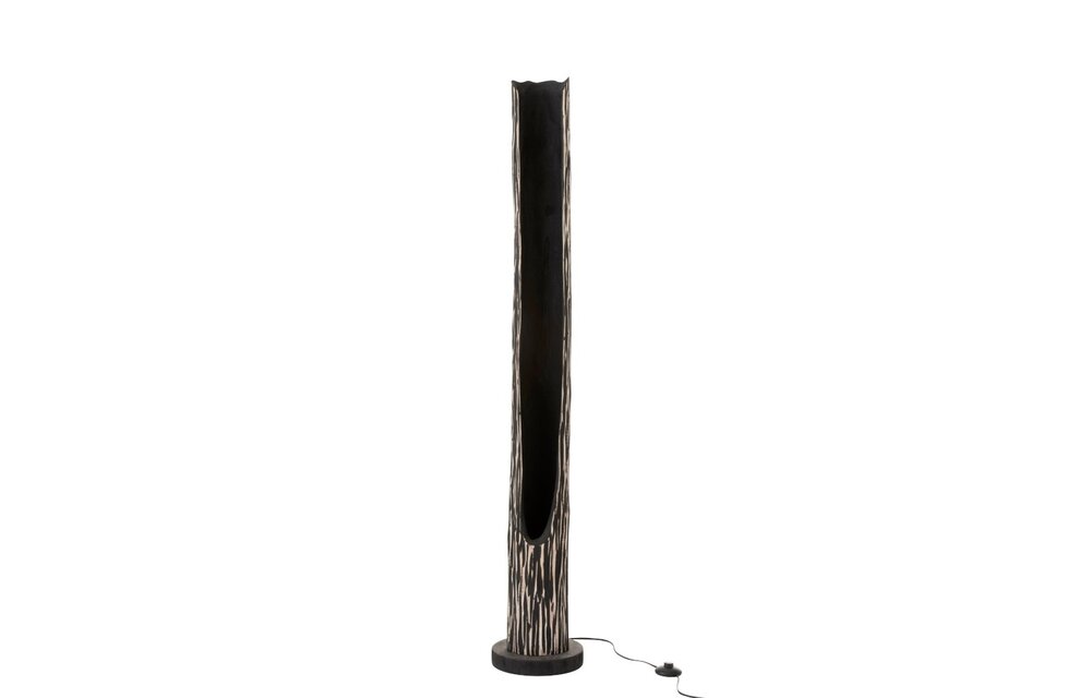 Lamp Staand Stam Open Paulownia Gestreept Zwart Beige