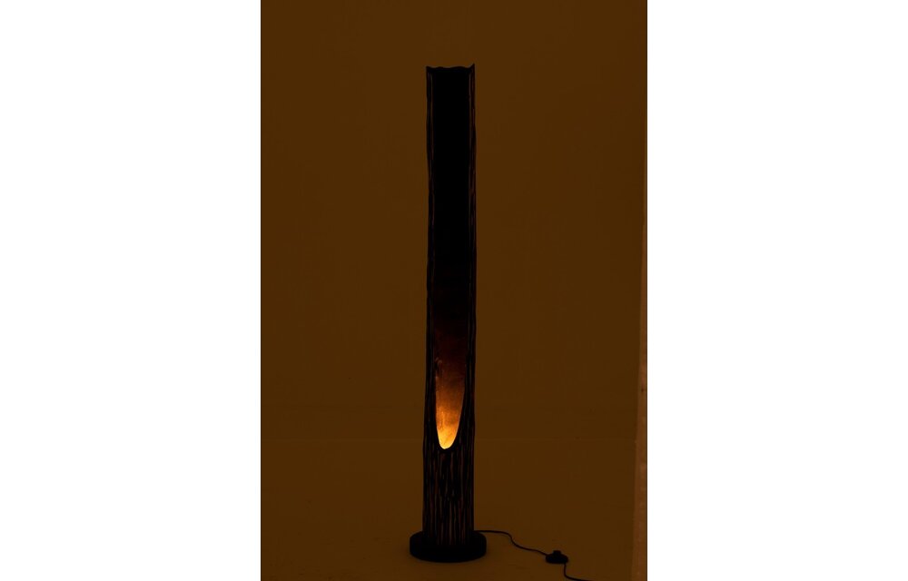 Lamp Staand Stam Open Paulownia Gestreept Zwart Beige