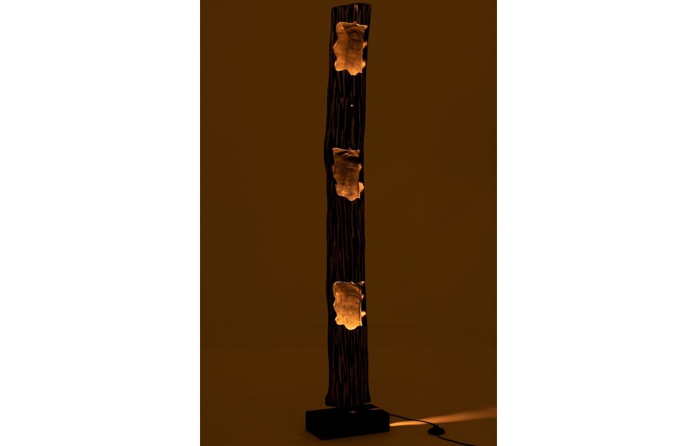 Lamp Staand Stam 3Gaten Paulownia Gestreept Zwart Beige