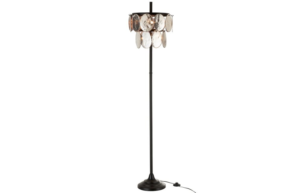 Lamp Staande Foliorium Metaal/Glas Zwart Zilver