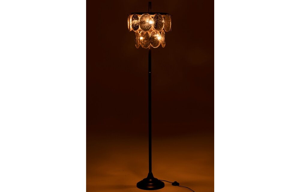 Lamp Staande Foliorium Metaal/Glas Zwart Zilver
