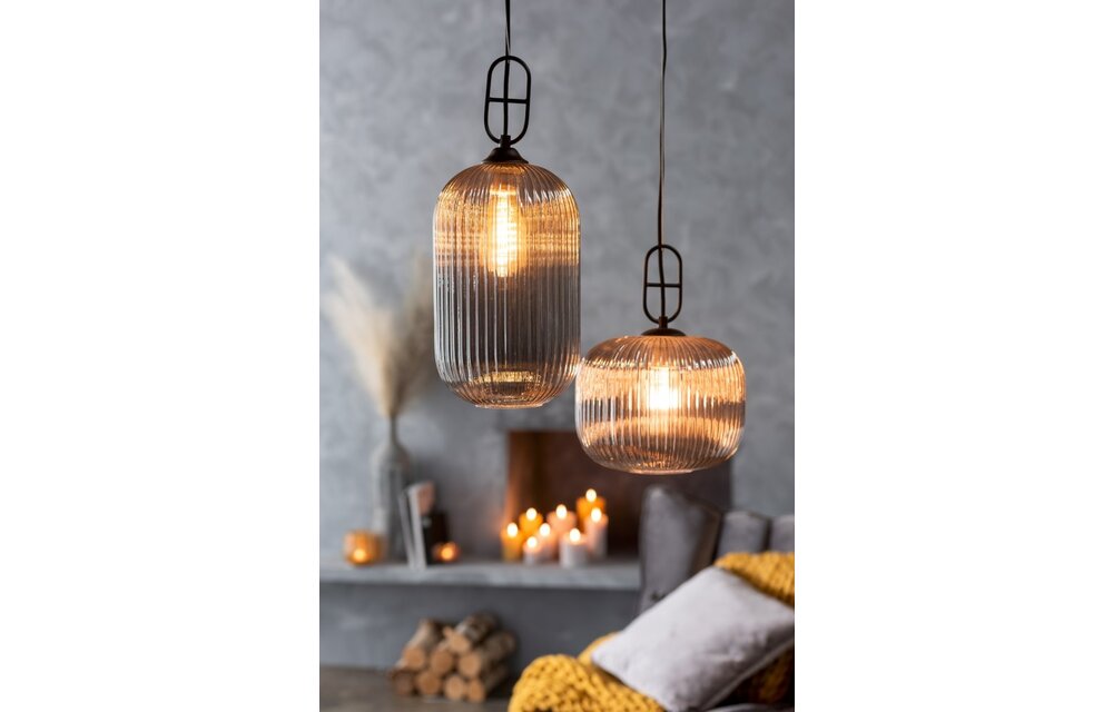 Hanglamp Yufo Lang Glas/Marmer Grijs/Zwart (5742)
