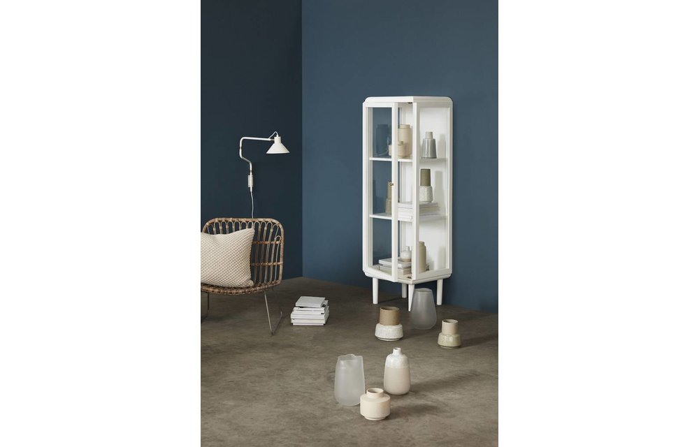 Lounge stoel met metalen poten, rotan, natuur