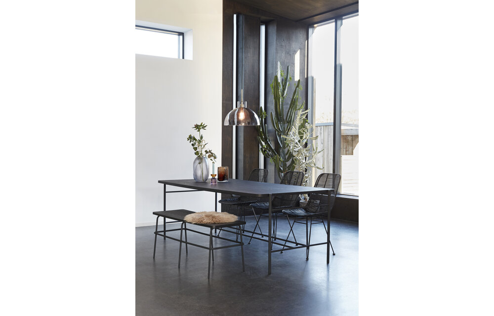 Eettafel, metaal / hout, zwart