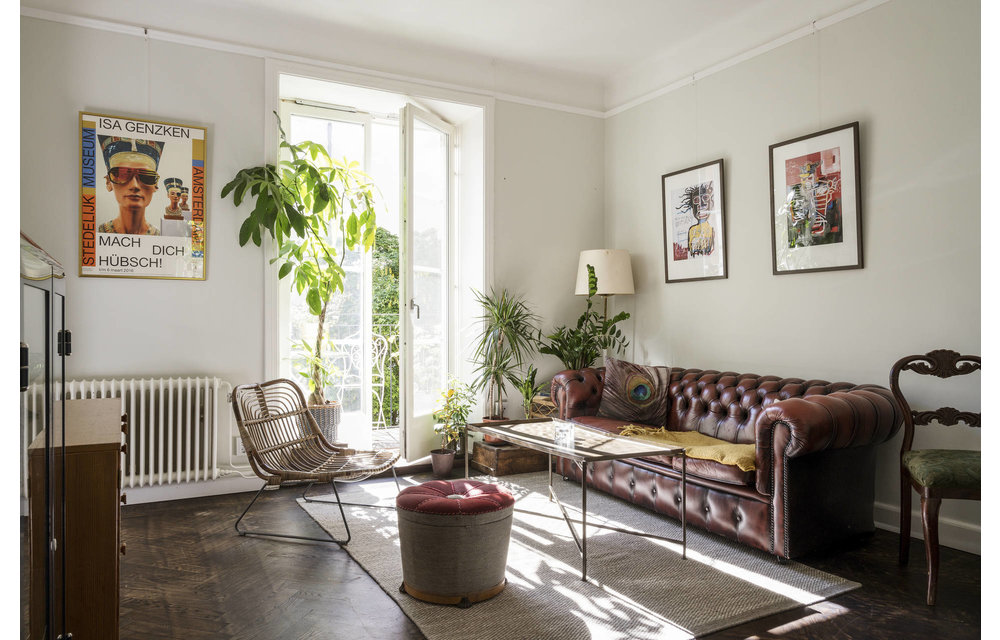 Lounge stoel met metalen poten, rotan, natuur